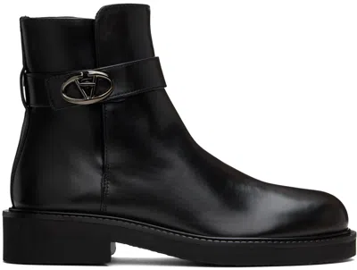 Valentino Garavani Black Vlogo Locker Boots In 0no Nero