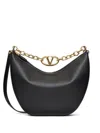 VALENTINO GARAVANI BLACK VLOGO MOON LEATHER SHOULDER BAG