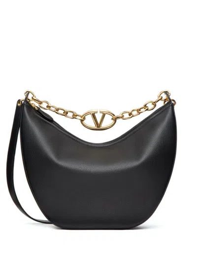 Valentino Garavani Black Vlogo Moon Shoulder Bag