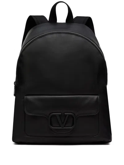 Valentino Garavani Vlogo Signature Leather Backpack In Black