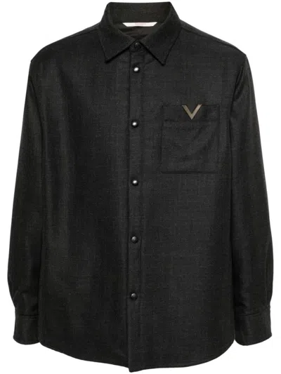 VALENTINO BLACK VLOGO PADDED SHIRT JACKET