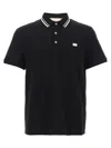 Valentino Garavani Black Polo Shirt With Classic Bicolor Collar And Logo Patch On The Front In Cotto In Black