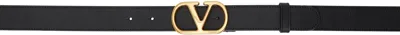 Valentino Garavani Black Vlogo Signature Belt In 0no Nero
