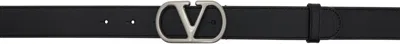 Valentino Garavani Black Vlogo Signature Belt In 0no Nero