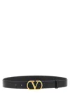 Valentino Garavani Vlogo Signature Belt In Shiny Calfskin 30 Mm Woman Black 100