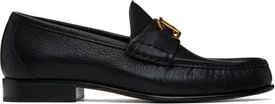 Valentino Garavani Black Vlogo Signature Buffalo Loafers In Schwarz