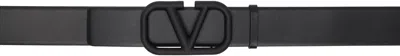 Valentino Garavani Black Vlogo Signature Calfskin Belt In 0no Nero/nero