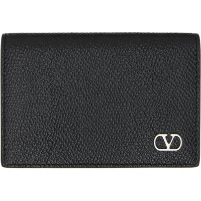Valentino Garavani Black Vlogo Signature Card Holder In 0no Nero