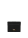 Valentino Garavani Vlogo Signature Grainy Calfskin Card Holder Woman Black Uni In Black