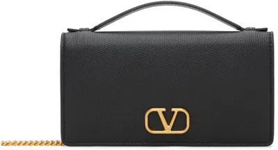 Valentino Garavani Black Vlogo Signature Chain Wallet Bag