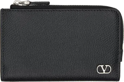 Valentino Garavani Black Vlogo Signature Compact Wallet
