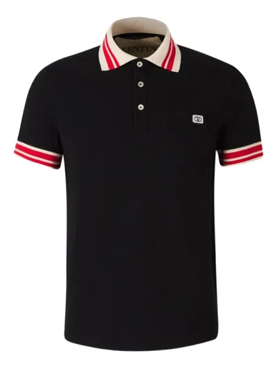VALENTINO BLACK VLOGO SIGNATURE COTTON POLO SHIRT