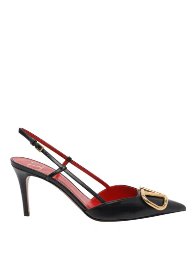Valentino Garavani Black Vlogo Signature Decollete Slingback In Multi