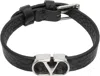 Valentino Black Vlogo Signature Grainy Calfskin Bracelet In 0no Nero