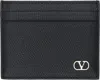 Valentino Black Vlogo Signature Grainy Calfskin Card Holder In Nero