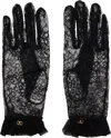 Valentino Black Vlogo Signature Lace Gloves In Black