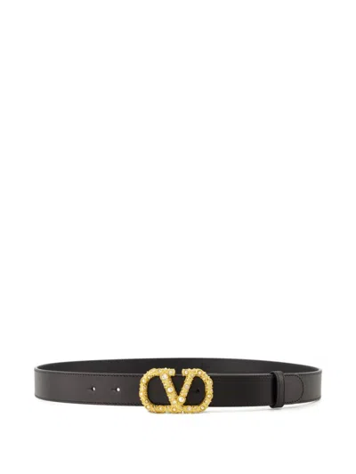 Valentino Garavani Black Vlogo Signature Leather Belt