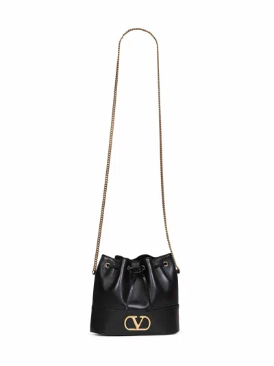 Valentino Garavani Black Vlogo Signature Mini Bucket Bag
