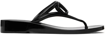 VALENTINO GARAVANI BLACK VLOGO SIGNATURE RUBBER THONG SANDALS