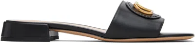 Valentino Garavani Black Vlogo Signature Slide Sandals