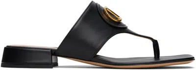 Valentino Garavani Black Vlogo Signature Thong Sandals