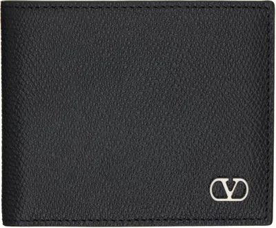 Valentino Garavani Textured Leather Wallet With Subtle Logo Detail In Black