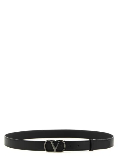 Valentino Garavani Black Vlogo Singature Solid Belt