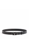 Valentino Black Vlogo Solid Belt In Black