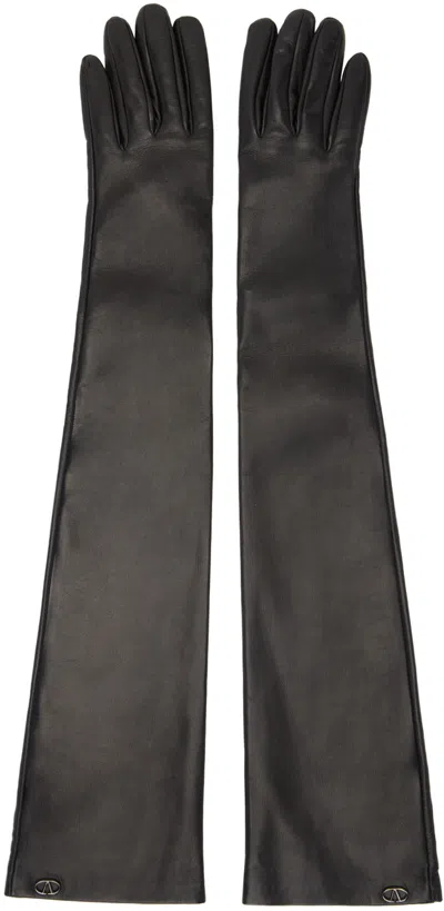 Valentino Garavani Black Vlogo 'the Bold Edition' Nappa Gloves In Wqx Nero/black Ruthe