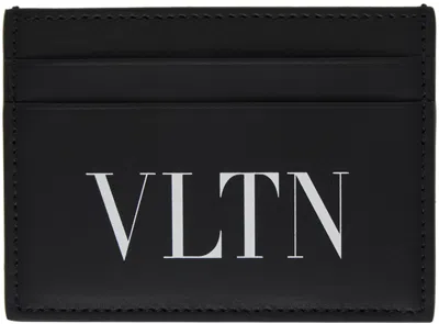 Valentino Garavani Black 'vltn' Card Holder In Nero/bianco
