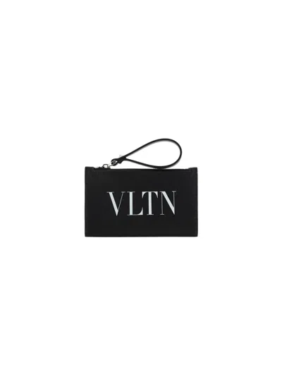 Valentino Garavani Black Vltn Card Holder With Zip