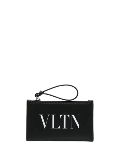 Valentino Garavani Leather Card Holder In Black