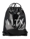 Valentino Black Vltn Patent Leather Backpack In Black