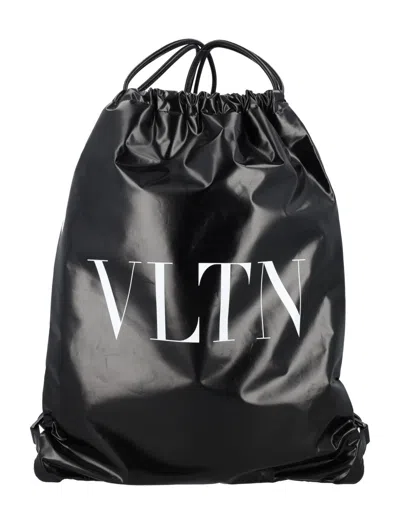 VALENTINO GARAVANI BLACK VLTN PATENT LEATHER BACKPACK