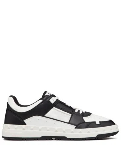 VALENTINO GARAVANI BLACK WHITE LEATHER SNEAKERS