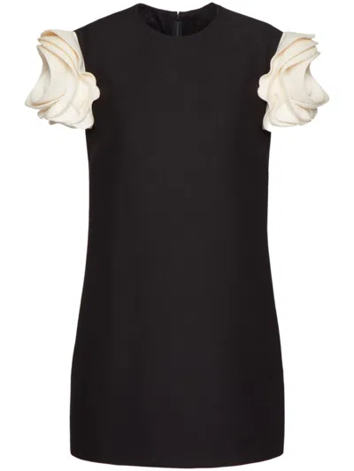 VALENTINO BLACK WOOL AND SILK BLEND SHORT DRESS