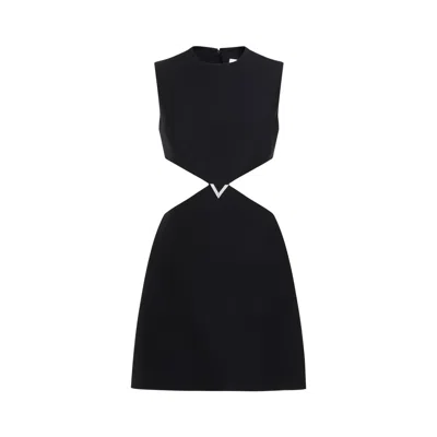 Valentino Black Wool And Silk Mini Dress For Women