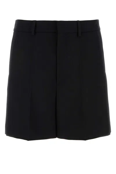 VALENTINO BLACK WOOL BERMUDA SHORTS
