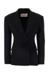 Valentino Slim Wool Blazer With Bow In Black