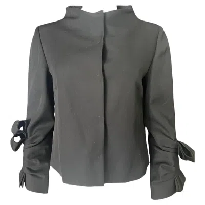 Pre-owned Valentino Black Wool Blazer Jacket, Size 10