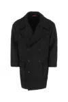 Valentino Garavani Men Black Wool Blend Coat In 0no