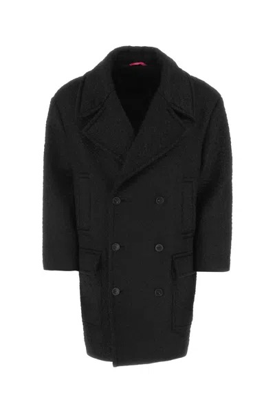 Valentino Black Wool Blend Coat In 0no