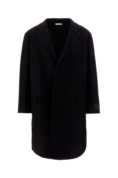 Valentino Oversize Wool Blend Coat With Structured Shoulders In Black