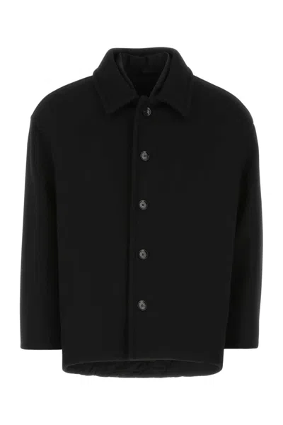 VALENTINO BLACK WOOL BLEND COAT