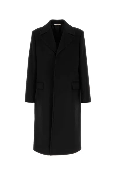 VALENTINO BLACK WOOL BLEND COAT