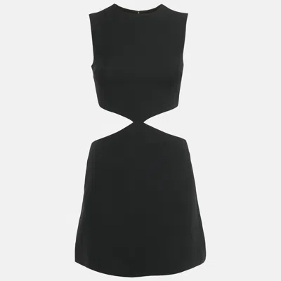 Pre-owned Valentino Black Wool Blend Cut-out Sleeveless Mini Dress S