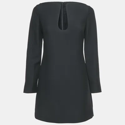 Pre-owned Valentino Black Wool Blend Neck Detail Mini Dress S