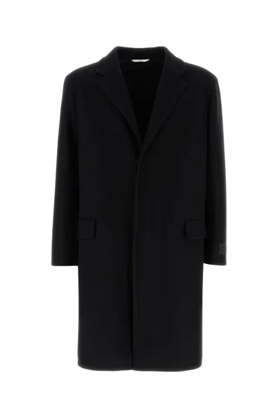 VALENTINO BLACK WOOL BLEND OVERSIZE COAT