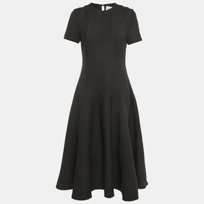 Pre-owned Valentino Black Wool Blend Paneled Midi Dress M