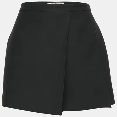 Pre-owned Valentino Black Wool Blend Pleated Shorts S